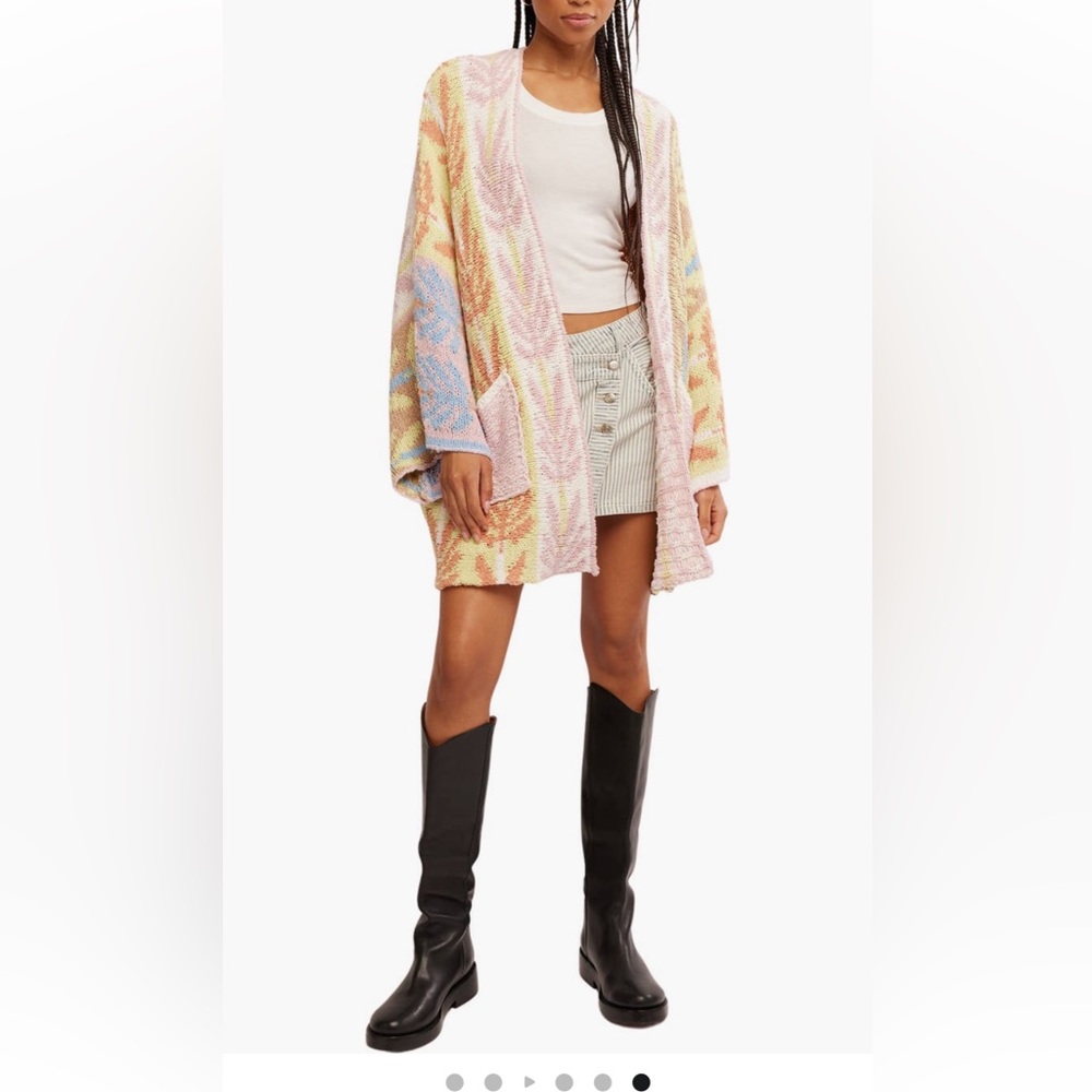 Free People Brand New Mallorca Pastel Oversize Open Front Cardigan